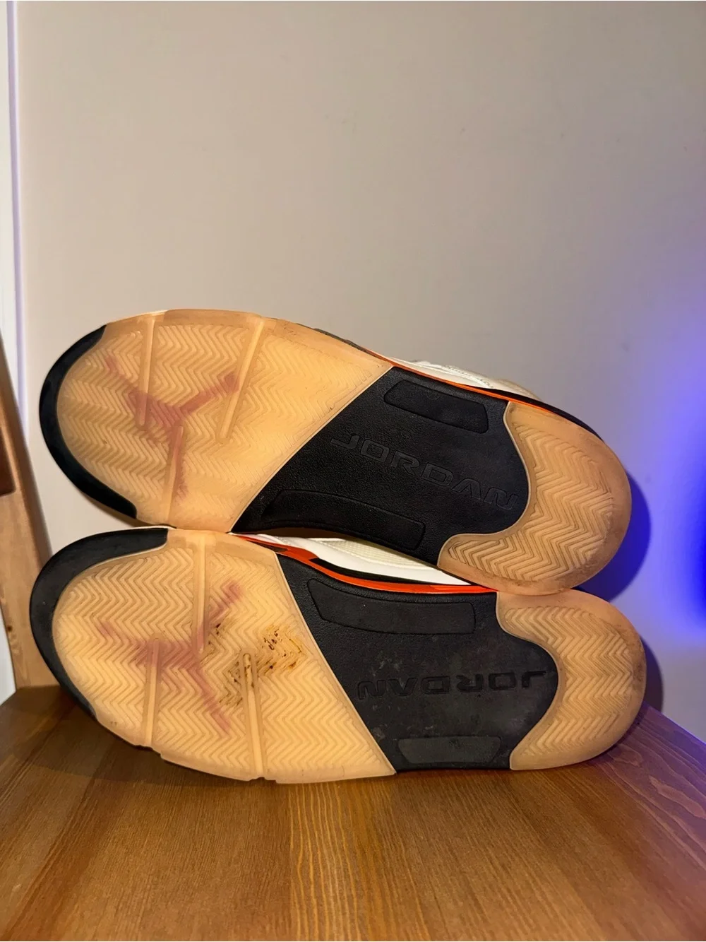 Air-Jordan White and Orange Basketball Sneakers